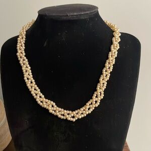 Vintage braided 3 strand faux pearl necklace